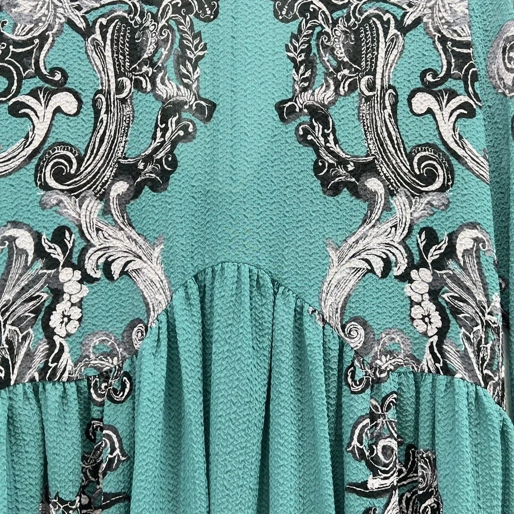 Intimately Free People Slip Dress SMALL Symphony Jade Combo Printed Bell Sleeve_5